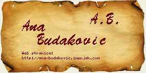 Ana Budaković vizit kartica